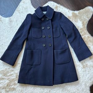 J. Crew Wool and Cashmere Blend Double Breasted Pea Coat in Navy - Size 0